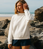 Women's ecru premium sweatshirt from Finisterre, the Bidston. Made from heavyweight organic cotton, heritage inspired